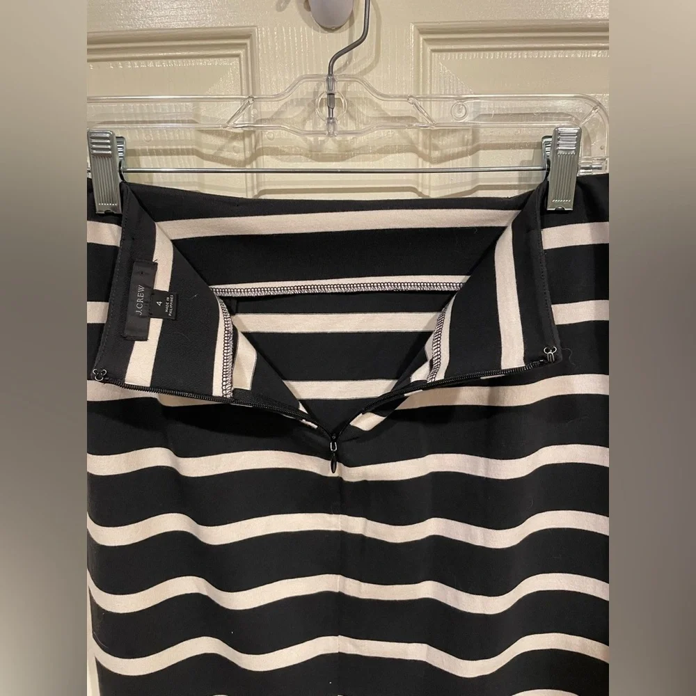 J Crew Cotton Striped Black and White Pencil Skirt